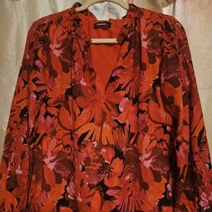 Women's Floral Red and Pink Top